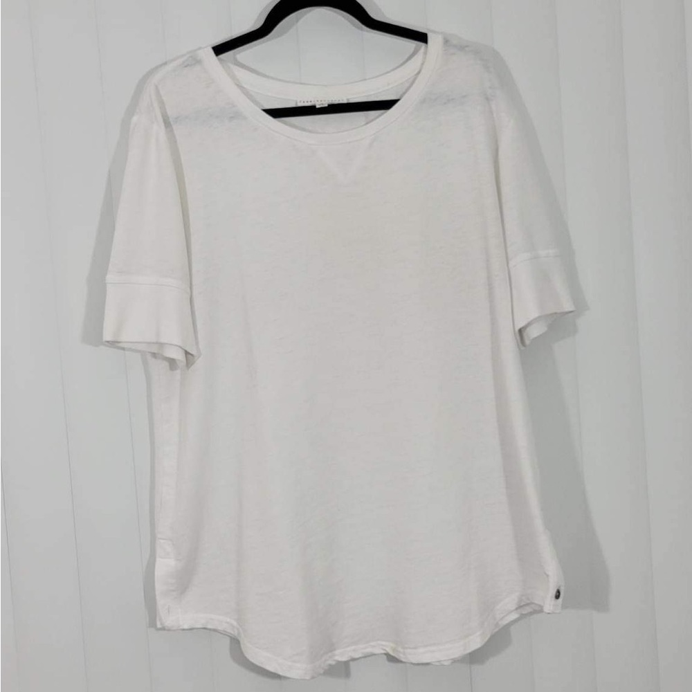 JADE + DELANCEY Short Sleeve T-Shirt Blouse Top Cotton Blend Boat Neck White XL